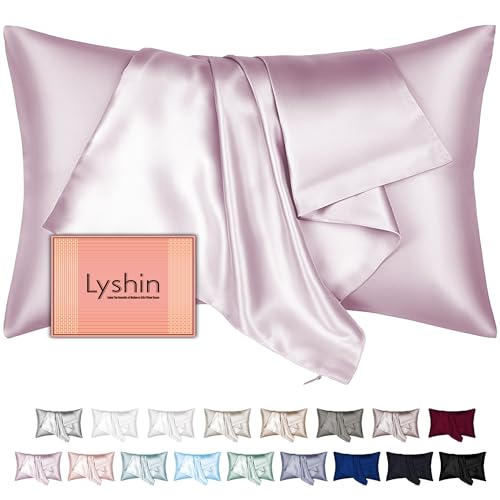 Mulberry Silk Pillow Cases Standard Size with Hidden Zipper, Ultra Smooth and Soft Breathable Cooling Silk Satin Pillowcase for Hair and Skin, Gifts for Women Men (Lavender, 20x26 Inches, 1 Pack)