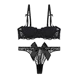 Necalisi BH Push up Schwarz unterwäsche-Sets für Damen BH Bügel Unterwäsche Set BH und Slip Spitzen BH Lingerie BH Push up extrem 90C