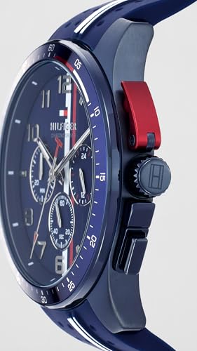 Image of Tommy Hilfiger Bank Quartz Analog with Blue Dial Blue Silicone Strap Watch for Men - TH1792169