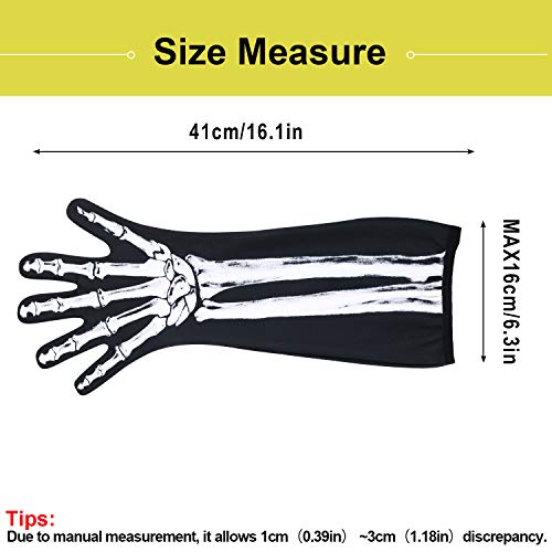 Image of WTACTFUL Skeleton Gloves Men Women, Bone Halloween Long Arm Costume