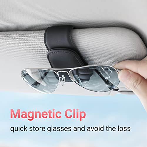 Kansmart 80006685 Sunglass Holder For Car Visor Sunglasses Clip Magnetic Leather Glasses Eyeglass Holder Truck Interior Car Accessories thumb #1