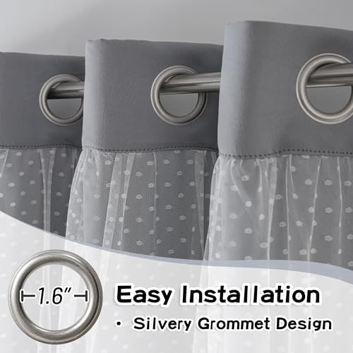 Image of MYSKY HOME Grey Blackout Curtains for Kids Bedroom 84 Inches Long,2 Panels