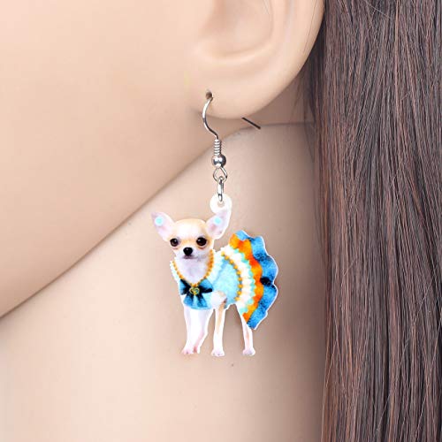Bonsny Acrylic Drop Dangle Chihuahua Dog Earrings Jewelry For Women Girls Kids Gift Charms (Blue) #TOP1