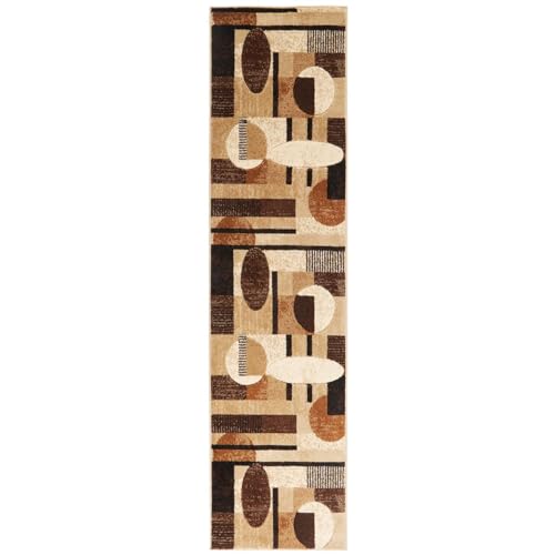 Home Dynamix Tribeca Jasmine Modern Runner Rug, Abstract Brown/Beige 1'9"x7'2"