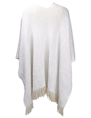 ZLYC Women's Reversible Winter Knitted Cardigan Faux Cashmere Fringe Capes Shawl Blanket Wrap Sweater4