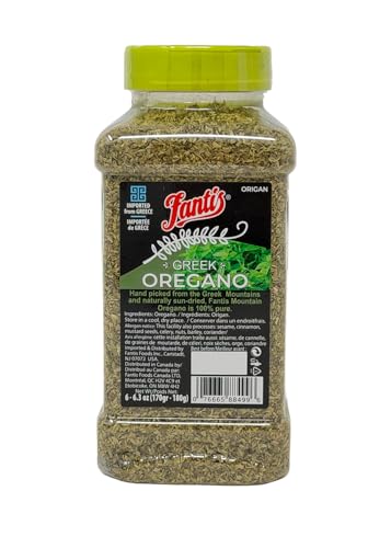 Fantis Dried Oregano Seasoning, 100% Pure Greek Oregano Leaves From Greece Hand Picked And Naturally Sun Dried, 6 Ounce