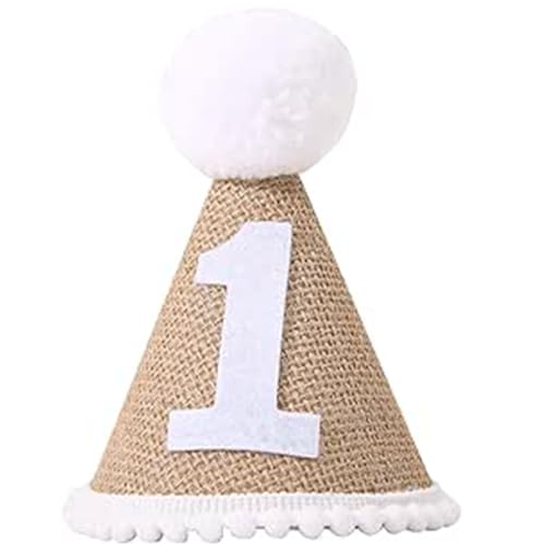 Image of BabyMoon 1 Year Birthday Cone Cap | Cake Smash | Baby Photography Cap | Brown