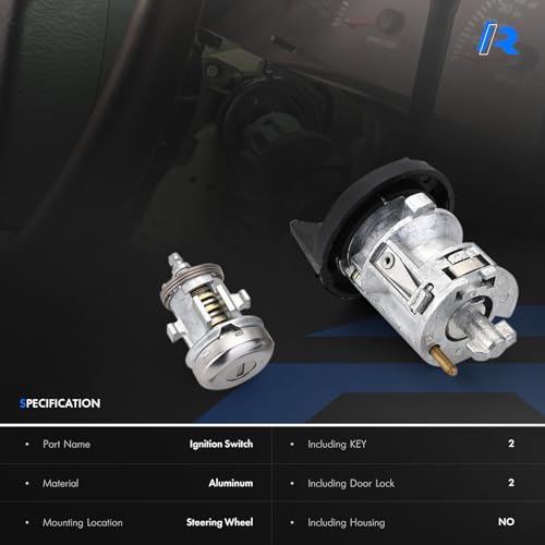 image for RHAOCZIYAUTO Ignition Switch Lock Cylinder with 2 Door Lock & Keys Fit