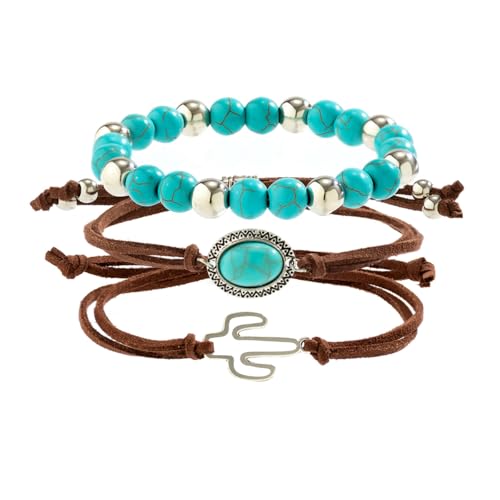 tenghong2021 Ethnic Style Hand-woven Turquoise Beaded Bracelet for Women Vintage Bird Multi-layer Wrapped Leaf Hand Rope Western Bracelets Boho Cowboy Cowgirl Layered Bracelets Jewelry Accessories