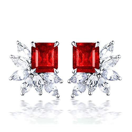 YDYDTTKD Pendientes Cuadrados de Zafiro, Esmeralda y rubí para Mujer, Pendientes de Piedras Preciosas Azules 925, joyería