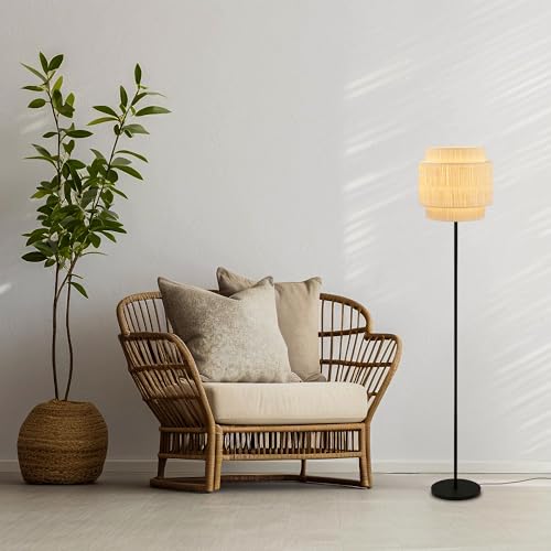 Lámpara de pie de rafia BRILONER E27 de 165 cm de altura estilo boho 5