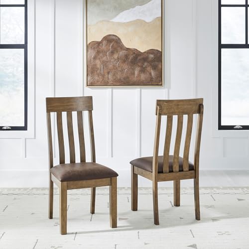 Image of Signature Design by Ashley Vallister Classic Faux Leather Upholstered Dining Chair, Set of 2, Dark Brown