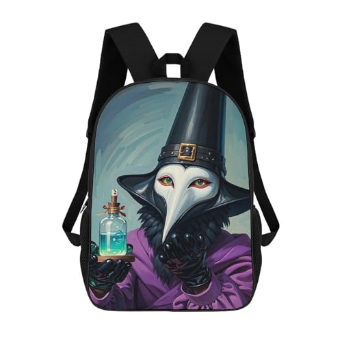 17 Inch Backpack for Travel, Witchcraft Decor Print Modern Backpack Shoulder Bag with Adjustable Straps, Side Pockets & Reinforced Bottom