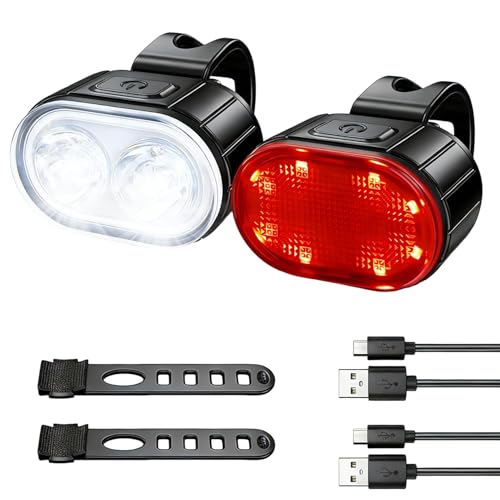 Luci Bici Anteriore e Posteriore, LED Ricaricabile USB, Faro Bici