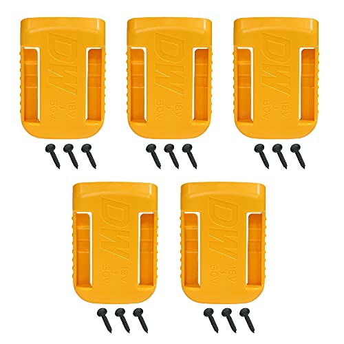 5 piezas de soporte de batería de herramientas para Dewalt Tapa de batería Clip de cinturón Soporte de suspensión de batería en la pared del estante Clips de batería aptos para 18V-60V DCB200 DCB203