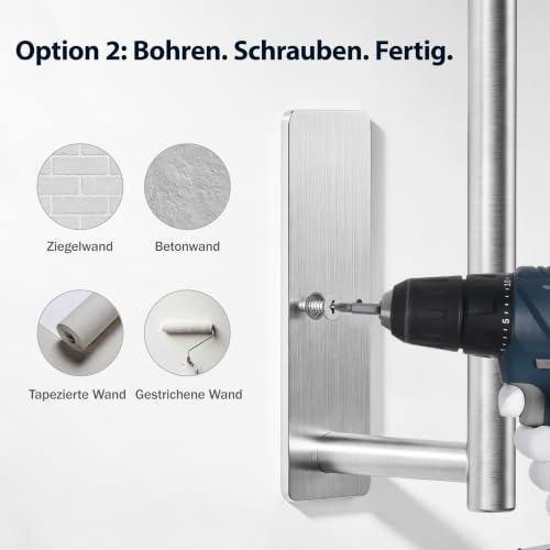 Foto von Küchenrollenhalter, selbstklebend oder bohrbar，Silber, 1 Stück