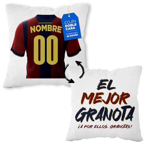 LINFORMAL Cojín Personalizado Fútbol - Diseño Doble Cara con Relleno Incluido - Regalo Original Aficionados del Fútbol - Regalo Camiseta Equipo Fútbol - Levante 40x40