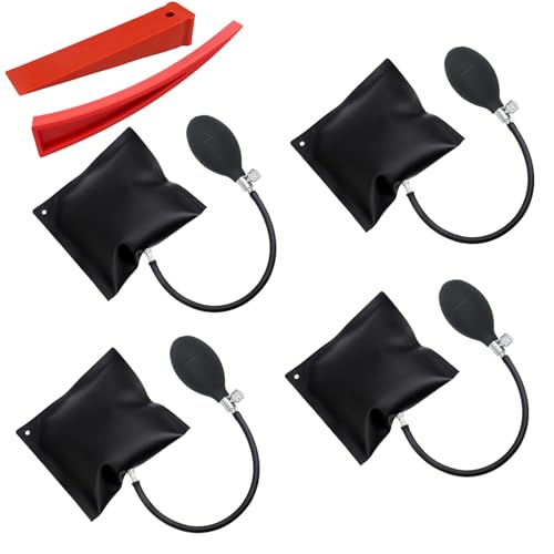 AIUNBEST montagekissen 4 Stück, Hebekissen mit Luftkissenheber Funktion Montagekissen bis 200 kg belastbar Schwarzes Hebekissen für Türen Möbel und KFZ-Reparaturen