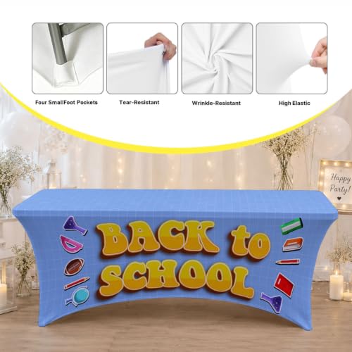 Nappe rectangulaire extensible en spandex de protection pour table de classe - 3