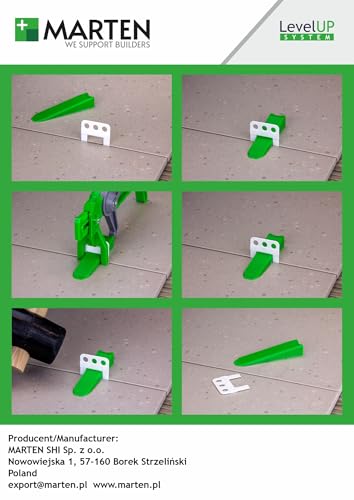 Marten Level UP | Fliesen-Nivelliersystem Set 1mm, 1,5mm, 2mm, 3mm | Perfekte Ergebnisse für Boden- und Wandbeläge | 5-15 mm Fliesenstärke (SET 150 + 50 + 1, 1,5 MM)