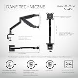 Invision Solidny, obrotowy, uchwyt biurkowy na sprężynie gazowej do monitora LCD, LED od 24 do 40 cali o wadze od 2 kg do 15 kg, Czarny (MX450)
