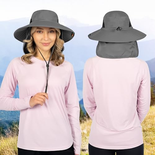 Image of SUN CUBE Wide Brim Sun Hat Men Women, Fishing Hats Sun UV Protection, Mens Hiking Bucket Hat Safari Beach Boonie, UPF 50+