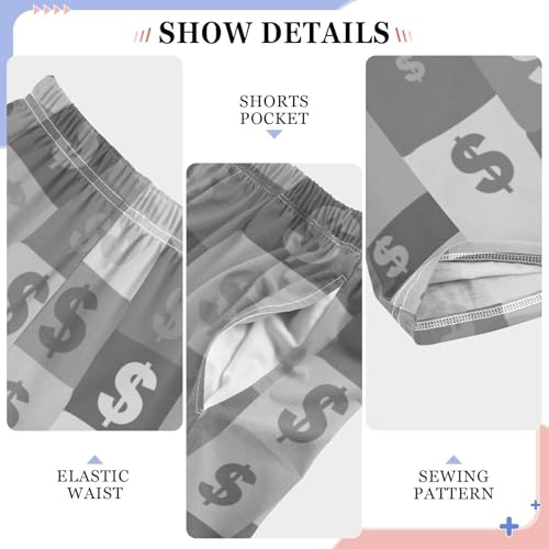 Boys' Pants Money Currency Symbols Grey Long Bottoms Jogger Pants Elastic Waist Trousers with Pockets S-XL4