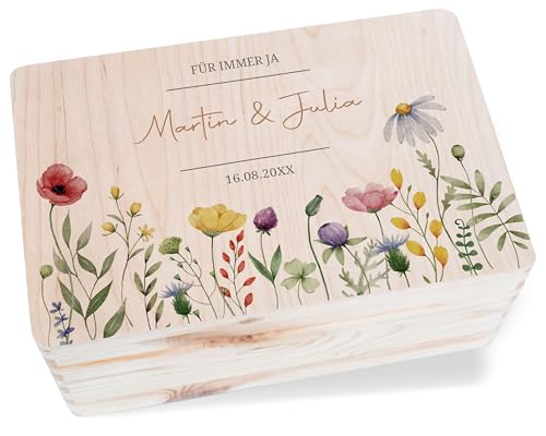 Erinnerungsbox - Für immer ja | Liebesgeschenk | Geldgeschenk Verpackung Hochzeit Geldbox | Schatzkiste Hochzeit | Geschenkbox Liebe | Liebes Geschenk Holzkiste | Aufbewahrungsbox Beziehung - 30 x 20