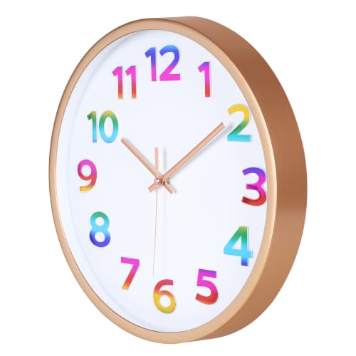 14 Inch Wall Clock Battery Operated Silent Analog Quartz Clock Colorful