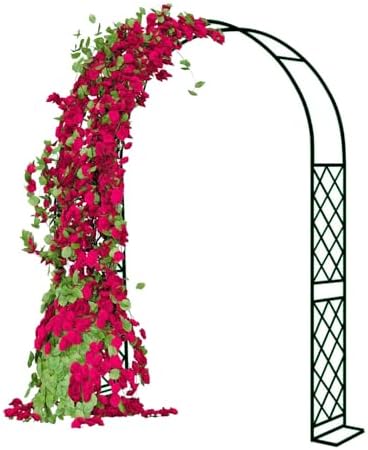 Garden Arbor with Base Rose Arch for Wedding Metal Garden Arbour and Trellises Roses Vines Support Rack for Flowers/Fruits/Vegetables/Party(Green,10.2x8.2FT/310X250CM)
