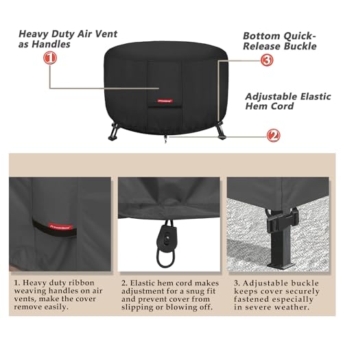 image for Porch Shield Fire Pit Cover - Waterproof 600D Heavy Duty Fade Resistan