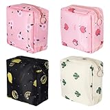 4Pcs Sanitary Napkin Storage Bag, Portable Period Bag for Teen Girls Woman, Pad Pouch Tampon for Purse, Reusable Zipper Period Pouches for Teen School Office Travel Feminine Care Organizer, Cute