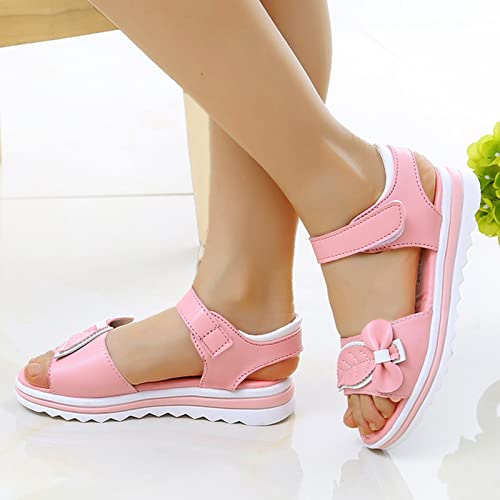 Toddler Girl Dress Shoes Children Shoes Fashion Flower Thick Sole Sandals Soft Sole Comfortable Princess Sandals (Pink, 1 Big Kids)3