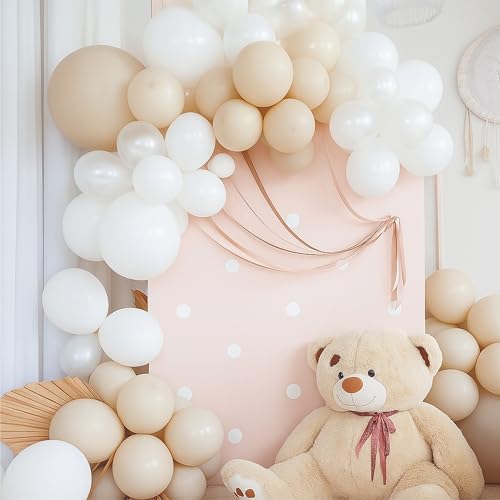 Image of Balloon Decoration Set, White and Sand White, 42 Pieces, for Birthday decoration, Anniversary, home decor items, baby shower