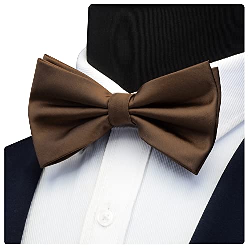 Image of GUSLESON Men's 3-pc Solid Color Bow Tie Gift Set - Double‑Fold Pre-Tied Bow Tie, Pocket Square, Cufflinks - Wedding Formal Party