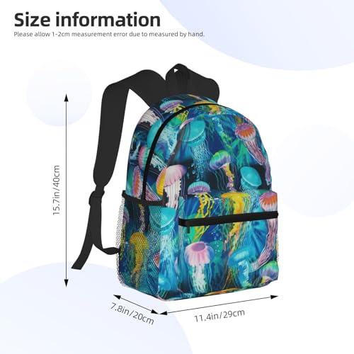BREAUX Colored Jellyfish Print Lightweight And Comfortable Duffel Bag, Casual Daypack, Multipurpose Backpack4