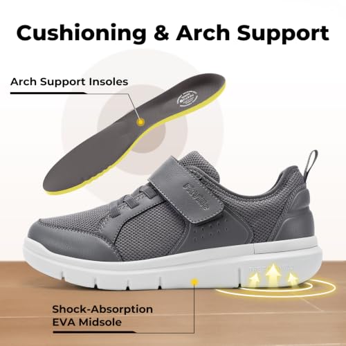 Image of FitVille Wide Diabetic Walking Shoes for Men, Lightweight Non-Slip Breathable Casual Shoes for Swollen Feet for Standing All Day