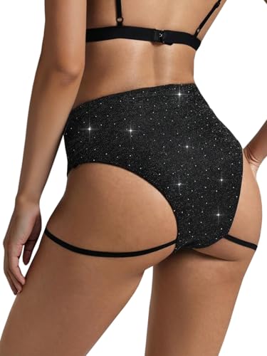 Fisoew Womens Booty Shorts with Garters Butt Lifting Glitter Scrunch Shorts High Waisted Workout Gym Active Hot Pants2