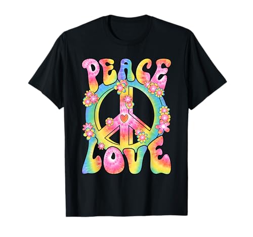 Peace Love Hippie Kostüm Damen Herren 60er 70er Jahre Outfit T-Shirt