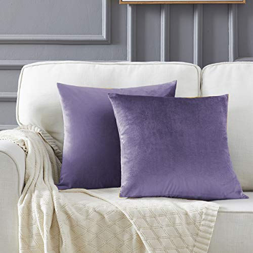 Image of GIGIZAZA Decorative Throw Pillow Covers,18 x 18 Violet Couch Pillow Covers,Velvet Square Cushion Covers