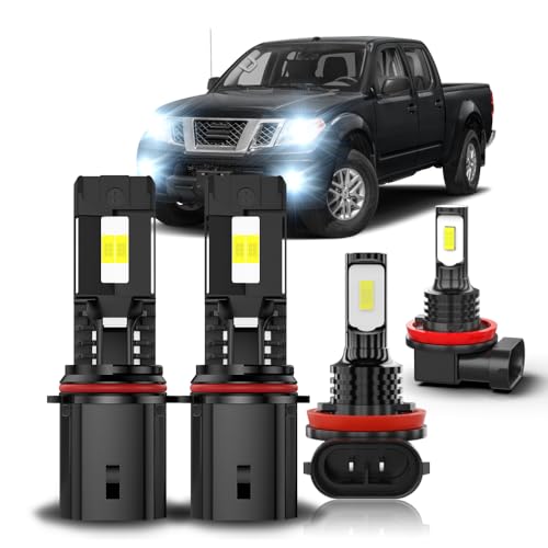 CZLXLK For Nissan Frontier 2005-2021 Light Bulbs combo,9007 Hi-Lo Beam H11 Fog Light Bulbs,6000K White,800% Brighter Lightness,1:1 Prefect Size,Plug and Play,60,000+ Hours Lifespan(Pack of 4)