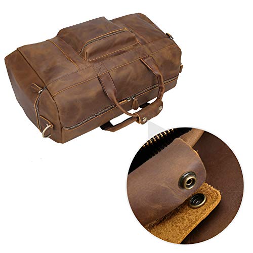 Polare 20'' Full Grain Cowhide Leather Weekender Duffle Bag Overnight Luggage Travel Duffel Bag For Men