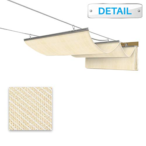Patio Pergola Shade Cover For Deck Patio Backyard Canopy Shade Awnings Retractable Slide Wire U Shape Replacement Shade Cover Come With Cable Hardware 3'Wx16'L Beige #TOP2