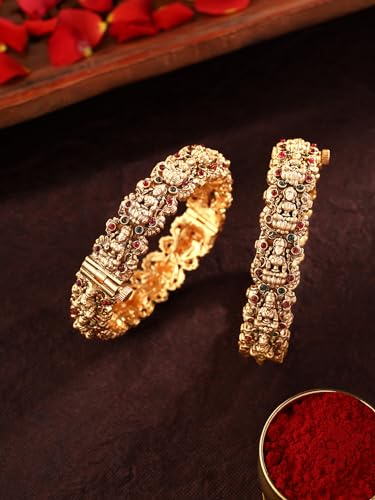 Temple Goddess Plated Bangles, Traditional Elegance