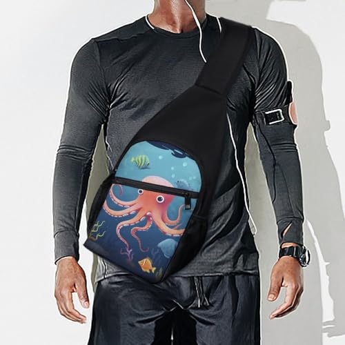 Bolso bandolera deportivo estilo Cartoon Octopus Fish blanco miniatura 7