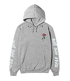 ORANDESIGNE Sudaderas con Capucha con Estampado de Letras Pullover para Mujer Otoño Invierno B Gris Blanco XXL