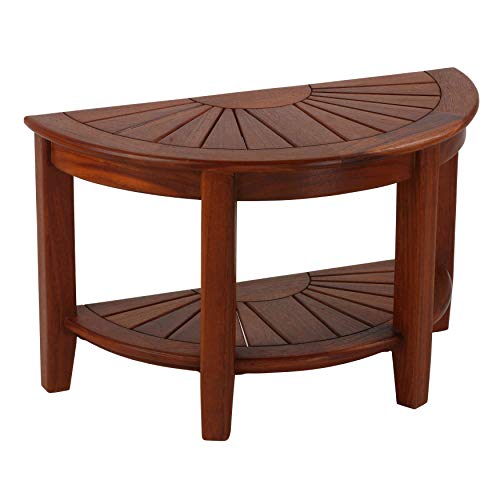 Bare Decor Chesser Half Circle Bench In Solid Teak Wood, 17" High, Brown #TOP18