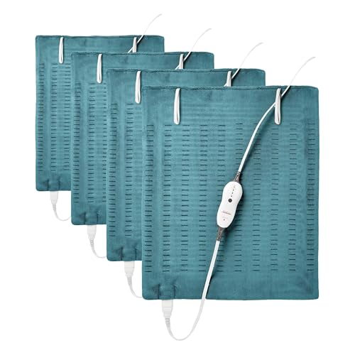 Image of Sunbeam XXL Heating Pad,20 inchx 24 inch,for Back,Neck,Shoulder,and Period Cramp Pain Relief,4 Heat Settings,Auto Shut-Off,Machine-Washable,Gifts for Mom & Wife,Dark Teal,(Pack of 4)