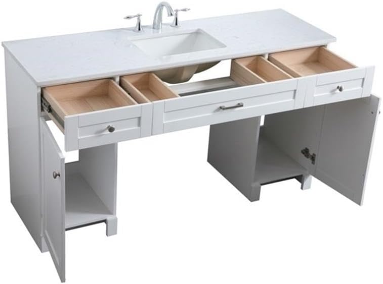 Elegant Kitchen and Bath Cooper 60" Solid Wood Bathroom Vanity in White