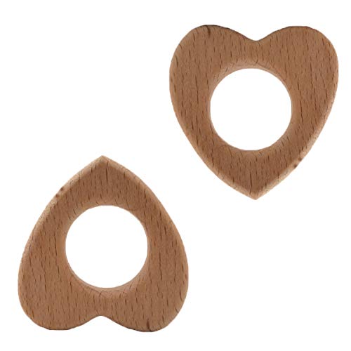 Image of 10pcs Organic Wood Heart Children's Toys Pure Natural Animal Shape Beech Wooden Handmade Grasping Pattern DIY Beading Chain Pendant
